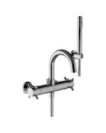 Horus Minoé Contemporary Collection - Complete Set : Complete Exposed Thermostatic Wall Bath-shower Mixer - Satin Brass 47.714-LS