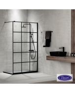 Διαχωριστικό κρύσταλλο ντουζιέρας IWIS Walk-in 100 ρυθμιζόμενo από 97 έως 99εκ., Devon Clean Glass Decor Black Matt IW100DC-400