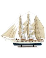 Ξύλινο Παραδοσιακό Καράβι 150 x 23 x 124 (H) cm, Χρώμα Λευκό-Μπλέ Lianos 31122