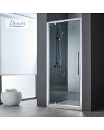 Ανοιγόμενη πόρτα ντουζιέρας PIVOT 90 ύψους 195εκ. ρυθμιζόμενη διάσταση από 87 έως 91εκ., Devon Flow Clean Glass Chrome PF90C-100