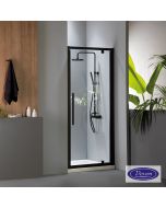 Ανοιγόμενη πόρτα ντουζιέρας PIVOT 90 ύψους 195εκ. ρυθμιζόμενη διάσταση από 87 έως 91εκ., Devon Flow Clean Glass Black Matt PF90C-400