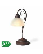 Λαμπατέρ Επιτραπέζιο Ø15,5*40 εκ. Βάση Καφέ Σκουριάς / Αμπαζούρ Λευκός Αλάβαστρος Trio Country R5031-24