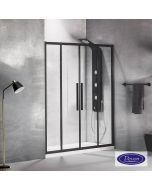 Συρόμενη διπλή πόρτα καμπίνας ντουζιέρας Flow 160 ύψους 195εκ.  ρυθμιζόμενη από 157 έως 161εκ. Devon Clean Glass Black Matt SL2F160C-400