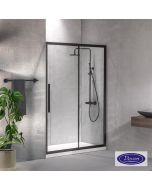 Συρόμενη πόρτα καμπίνας ντουζιέρας Flow 130 ύψους 195εκ.  ρυθμιζόμενη από 127 έως 131εκ. Devon Clean Glass Black Matt SLF130C-400