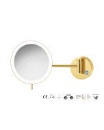 Sanco LED Cosmetic mirrors Μεγεθυντικός καθρέπτης x3 με LED PVD χρυσό ορείχαλκο βουρτσιστό MRLED-705-PVD-02BR