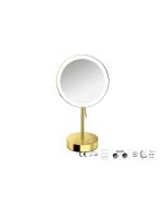Sanco LED Cosmetic mirrors LED Επικαθήμενος Καθρέπτης μεγεθυντικός x3 PVD χρυσό ορείχαλκο γυαλιστερό MRLED-903-PVD-02PL