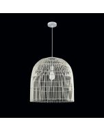 Φωτιστικό Κρεμαστό 50cm Ράταν Λευκό Μονόφωτο 1xE27 Sun Light UTEN-50-W