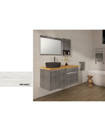 Έπιπλο Μπάνιου Μ120xB50xY55cm Βάση-Πάγκος Μασίφ Ξύλο Πεύκο-Νιπτήρας-Καθρέπτης-Φωτιστικό-Άνω Ντουλάπι Μελαμίνη σε MDF Pine White Savvopoulos Ultima 04-8010