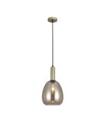 Φωτιστικό Κρεμαστό Μονόφωτο 20xH120cm Μέταλλο Χρυσό Ματ, Χειροποίητο Μελί Γυαλί Sun Light ZARON-H-CH