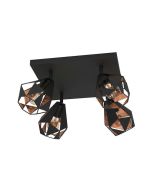 Eglo Carton Σποτ με 4 Φώτα και Ντουί E27 σε Μαύρο Χρώμα 43718