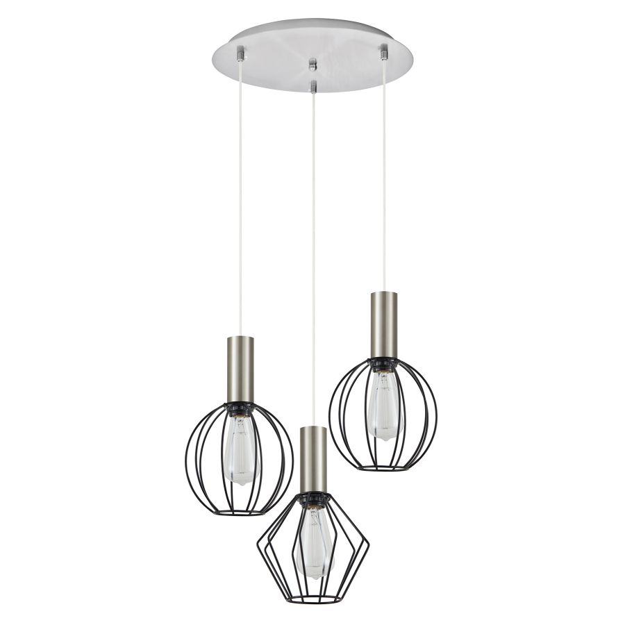 SE21-NM-4-3BL-GR12 ADEPT FLEX Nickel Matt Pendant Black Metal Grid+ HOMELIGHTING 77-8920