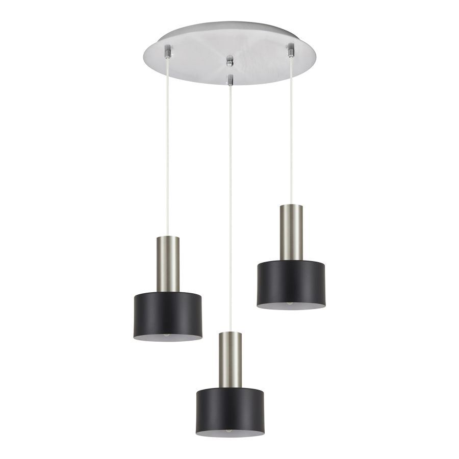 SE21-NM-4-3NM-MS1 ADEPT TUBE Nickel Matt Pendant Black Metal Shade+ HOMELIGHTING 77-8453