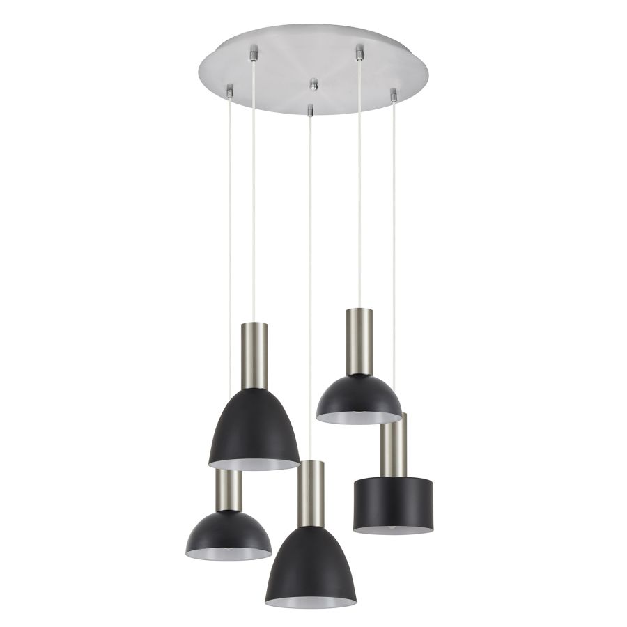 SE21-NM-4-5BL-MS123 ADEPT FLEX Nickel Matt Pendant Black Metal Shade+ HOMELIGHTING 77-8926