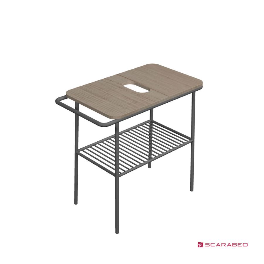 Έπιπλο μπάνιου Fuji 79εκ. Wood/Ardesia (Black Matt) χωρίς νιπτήρα, Scarabeo 6018-8949