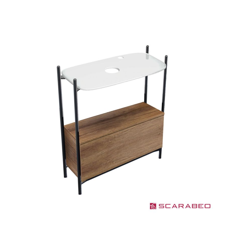 Έπιπλο μπάνιου Laila 2703-NROP με ράφι 2716 με συρτάρι 2712-89 χωρίς νιπτήρα, Scarabeo 27031612-NROP30089