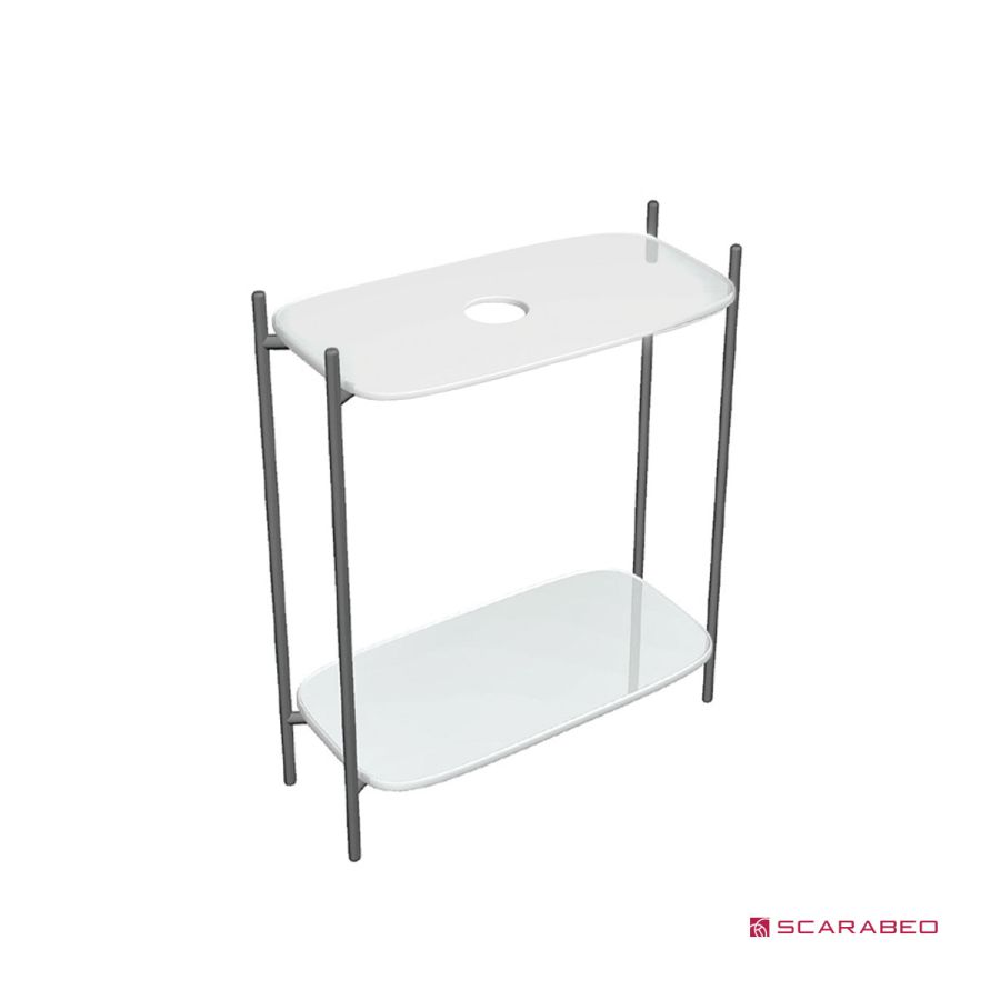 Έπιπλο μπάνιου Laila 2703-NROP με ράφια 2715+2710-41 χωρίς νιπτήρα, Scarabeo 27031510-NROP4141
