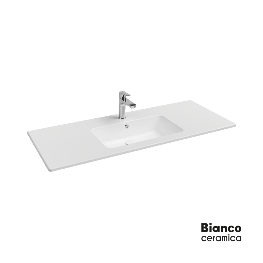 Νιπτήρας Πορσελάνης Flat 121,5x46,5 (1 οπή) Bianco Ceramica White 36121-300