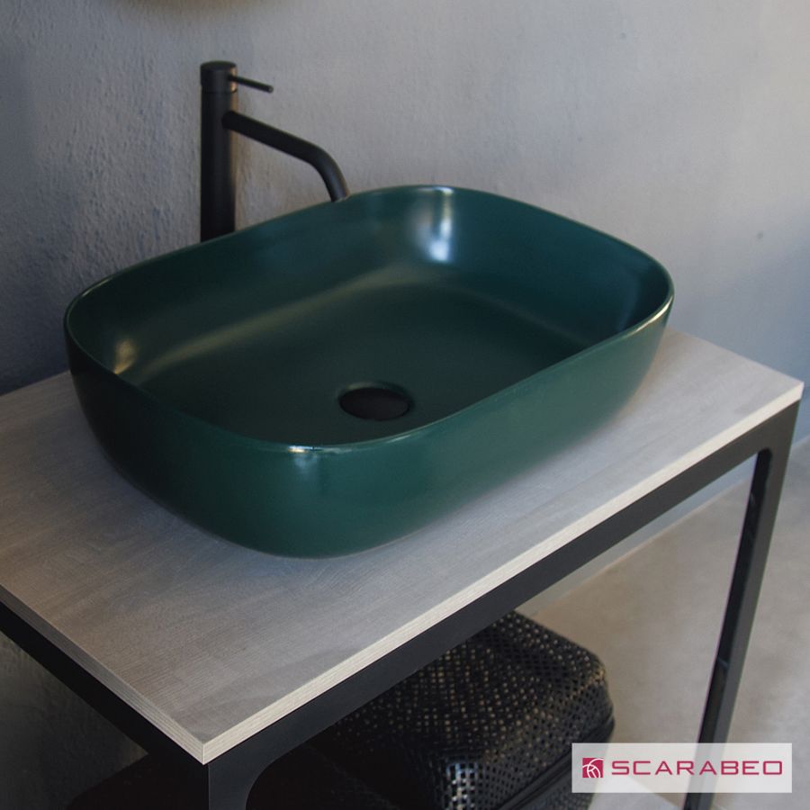 Νιπτήρας Πορσελάνης Glam 56x39 Scarabeo Musk (verde) 1804-900