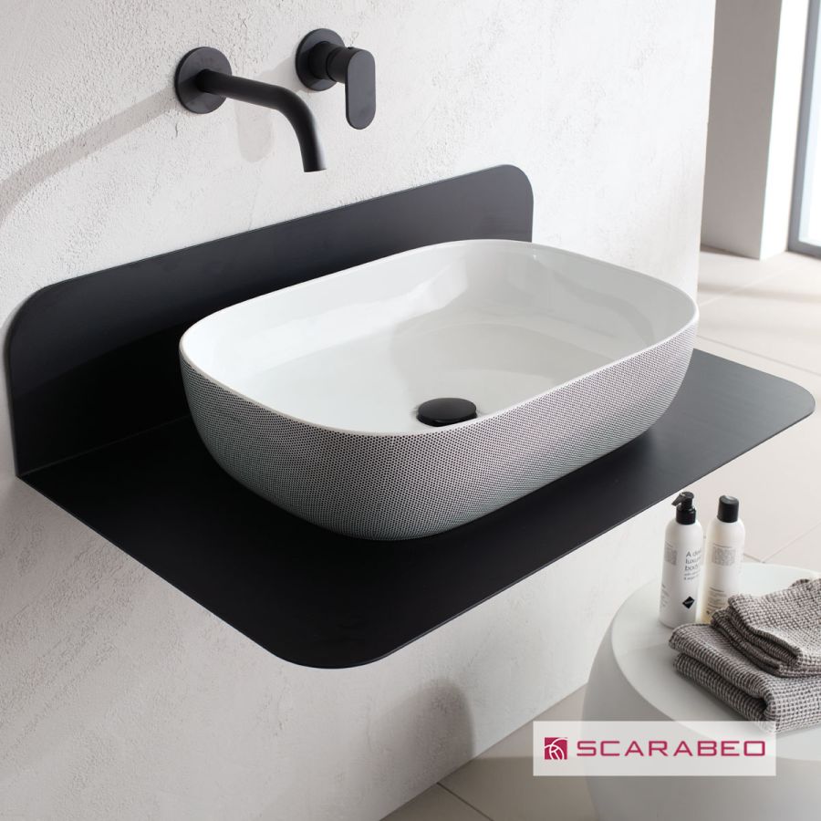 Νιπτήρας Πορσελάνης Glam 56x39 Scarabeo Pois Black 1804-SENR