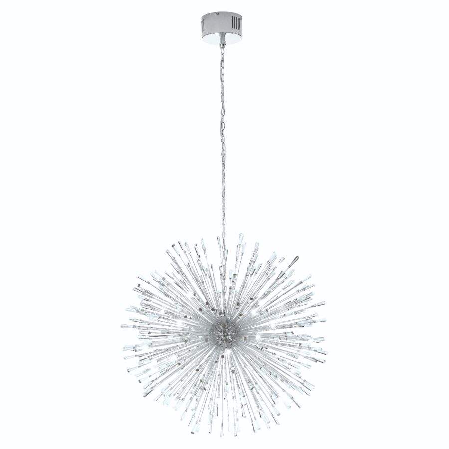 Φωτιστικό Κρεμαστό Ø98 εκ. Led G4 33*1,2w 33*100lm 2700 Warm White Χρωμέ -Διάφανα Κρύσταλλα Eglo Vivaldo 1 39262