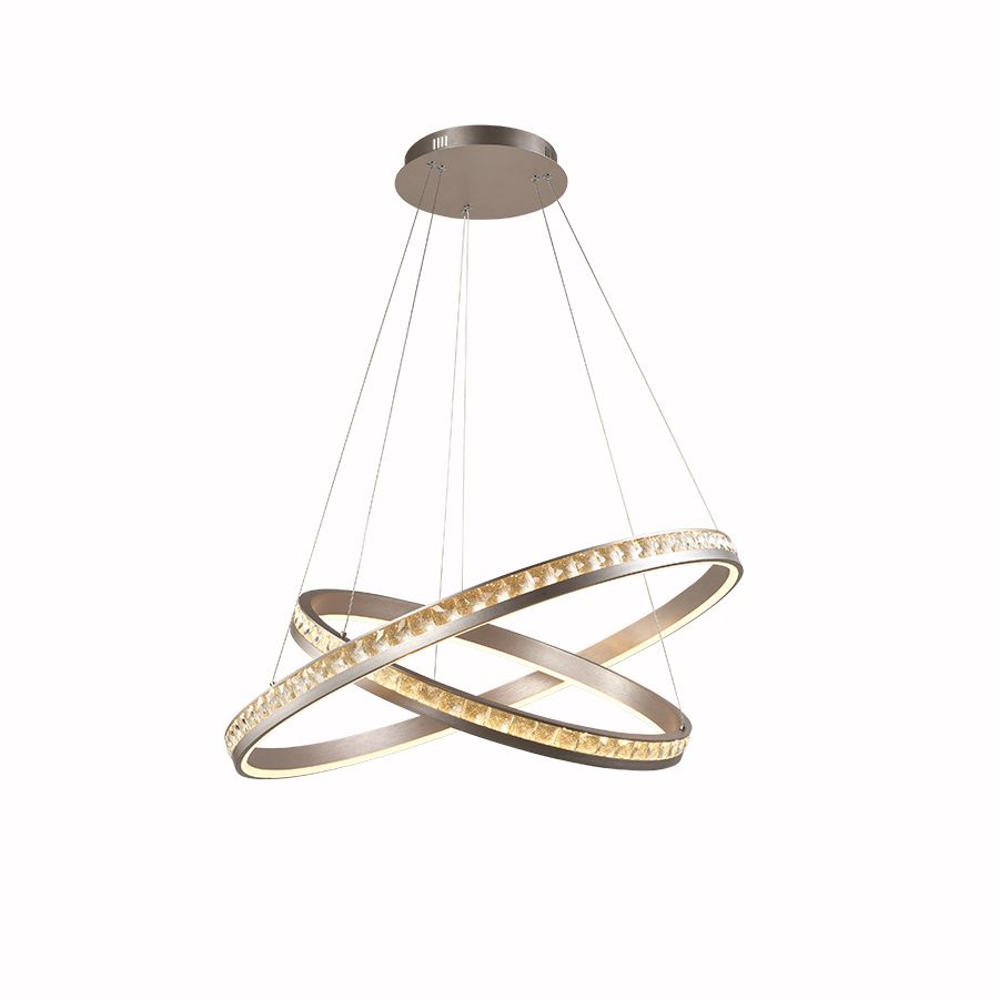 Φωτιστικό Κρεμαστό Αλουμίνο Dark Nickel & Κρύσταλλα K9 77,5xH150cm Led 95w 3000K 4500lm Triac Dimmable Sun Light LUXOR-8+6 