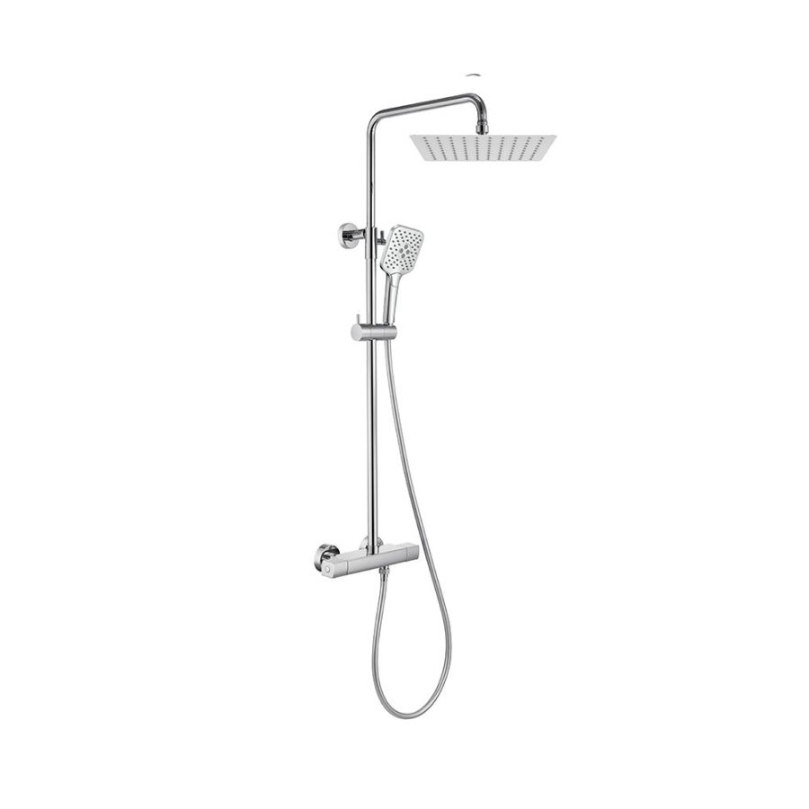 Orabella Elegance - Shower set εντοιχισμού με Μπαταρία λουτρού, εντοιχισμού 2 σημείων, κεφαλή 250x250 με βραχίονα και τηλέφωνο ντουζ με σπιράλ και επιτοίχειο στήριγμα 10304