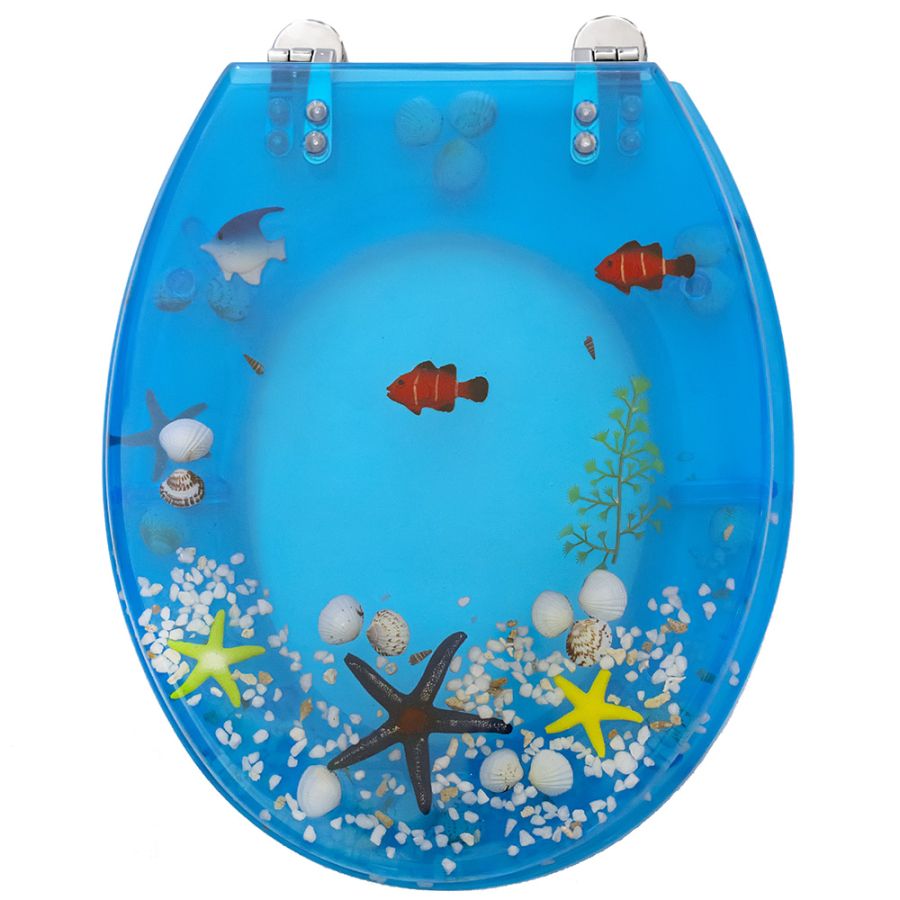 Κάλυμμα Λεκάνης W.C Διακοσμητικό "Βυθός" 40-46*36cm Οπές 11-20 εκ. Μεταλλικά στηρίγματα Elvit 1093