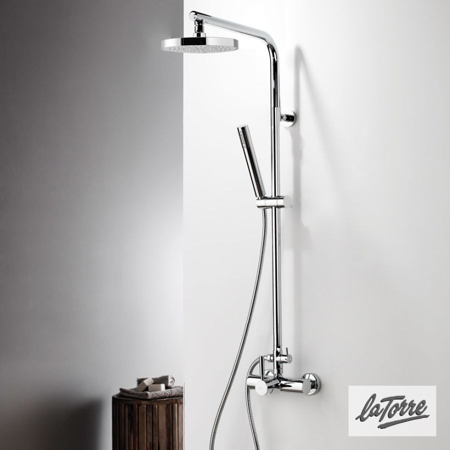 Μπαταρία Ντουζιέρας με Κεφαλή και Κολώνα μη ρυθμιζόμενου ύψους, Τech La Torre Chrome 12066-100
