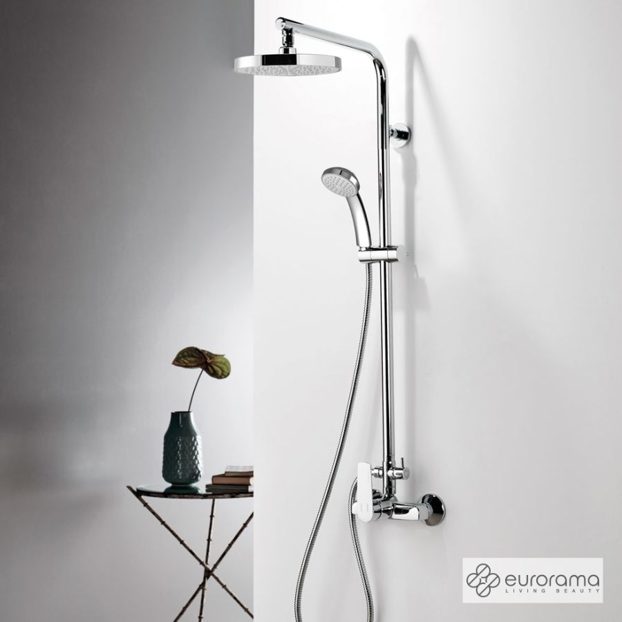 Μπαταρία Ντουζιέρας με Κεφαλή και Κολώνα μη ρυθμιζόμενου ύψους Klint Chrome 142066-100