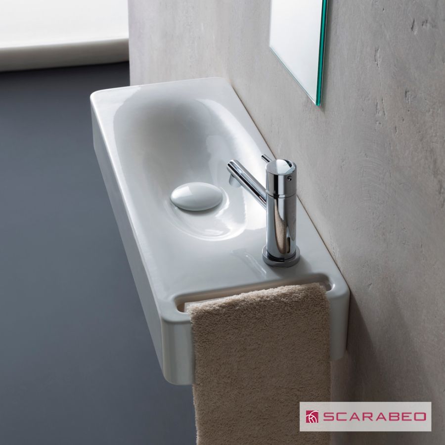 Νιπτήρας Πορσελάνης Hung/50 50x22 (1 οπή) Scarabeo White 1512-300