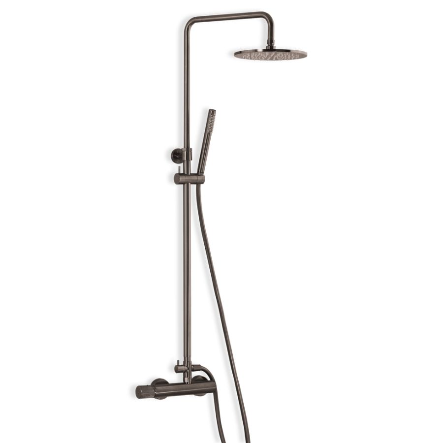 Μπαταρία Ντουζιέρας με Κεφαλή και Κολώνα ρυθμιζόμενου ύψους Eletta Tecno Black Brushed 167065-410