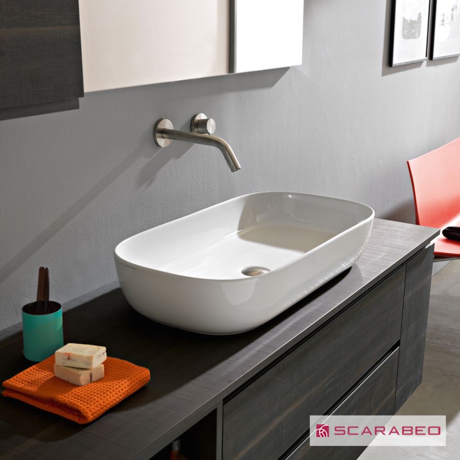 Νιπτήρας Πορσελάνης Glam 76x39 Scarabeo White 1803-300