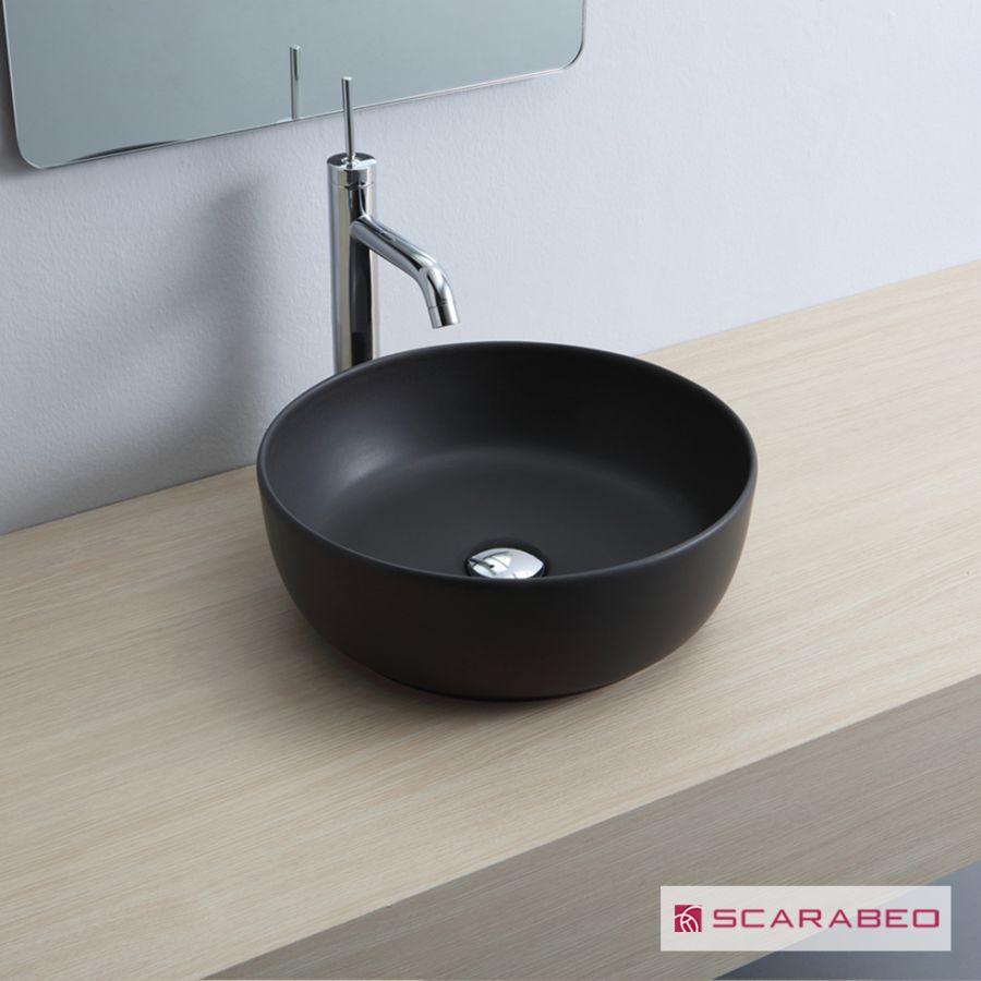 Νιπτήρας Πορσελάνης Glam Φ39 Scarabeo Ardesia (Black Matt) 1807-401