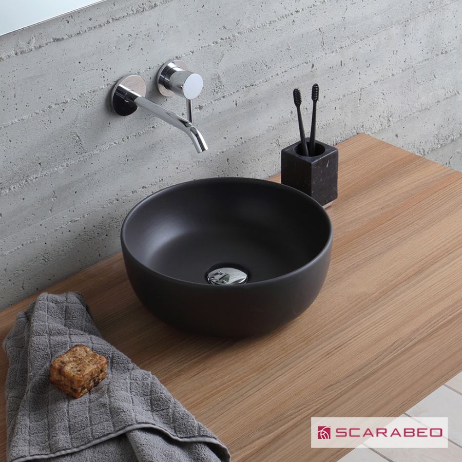 Νιπτήρας Πορσελάνης Glam Φ33 Scarabeo Ardesia (Black Matt) 1808-401