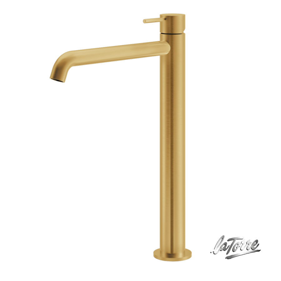 Μπαταρία Νιπτήρα Υψηλή με Βαλβίδα Clic-Clac Elle316 La Torre  Inox PVD Brushed Gold 35016-211