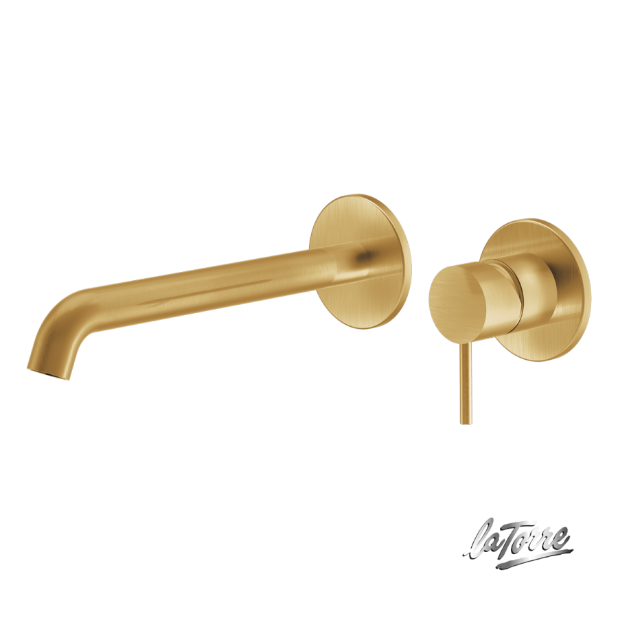 Μπαταρία Νιπτήρα Τοίχου Elle316 La Torre Inox PVD Brushed Gold 35032-211