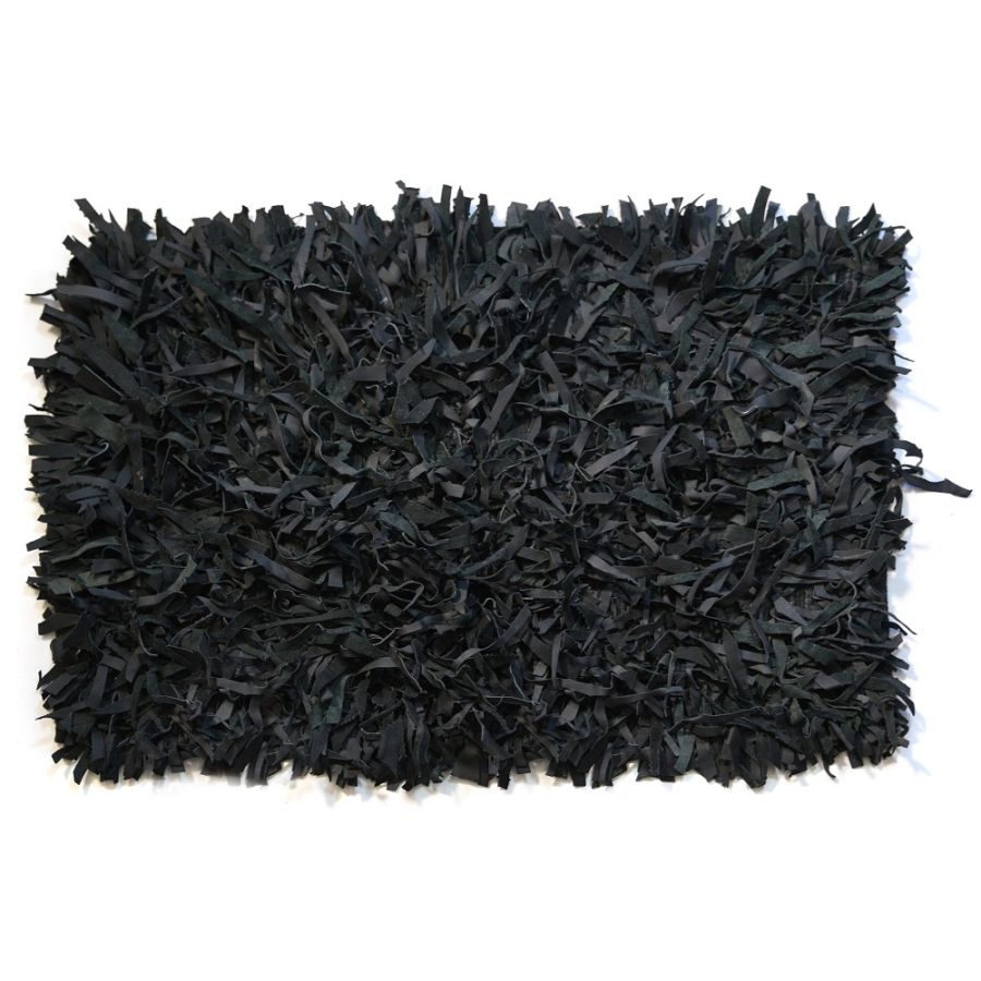 Δερμάτινο χαλάκι FLOKOTO ΜΑΥΡΟ 60X90 San Lorentzo 202516