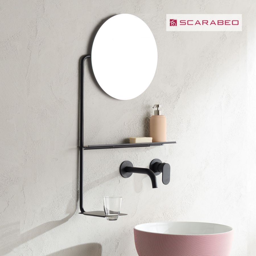 ΚΑΘΡΕΦ.Φ36 L51 H82 cm ΜΕ ΕΤΑΖ+ ΠΟΤ/ΘΗΚΗ SCARABEO BLACK MATT 2302-NROP