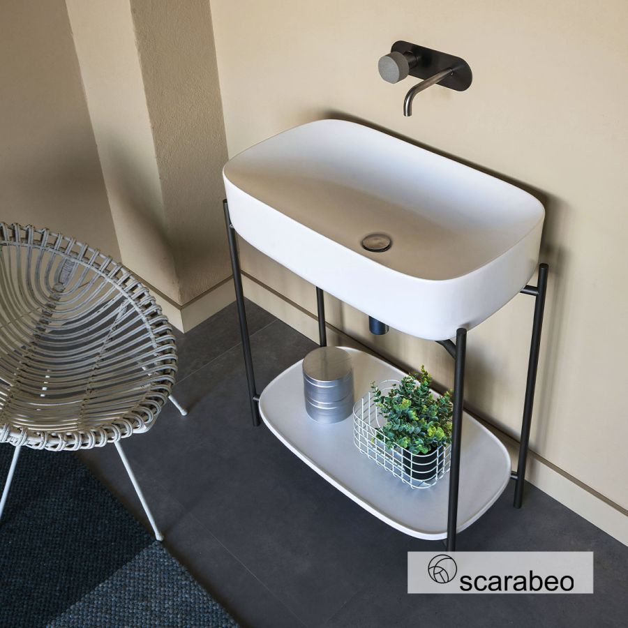 Έπιπλο μπάνιου Laila 2703-NROP με ράφι 2710-300, Χωρίς Νιπτήρα Scarabeo 270310-NROP300