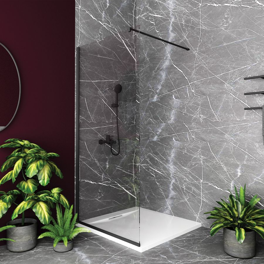 Orabella Serena Black matt H200 100 cm - Καμπίνα ελεύθερης τοποθέτησης με βραχίονα στήριξης τοίχου 30513