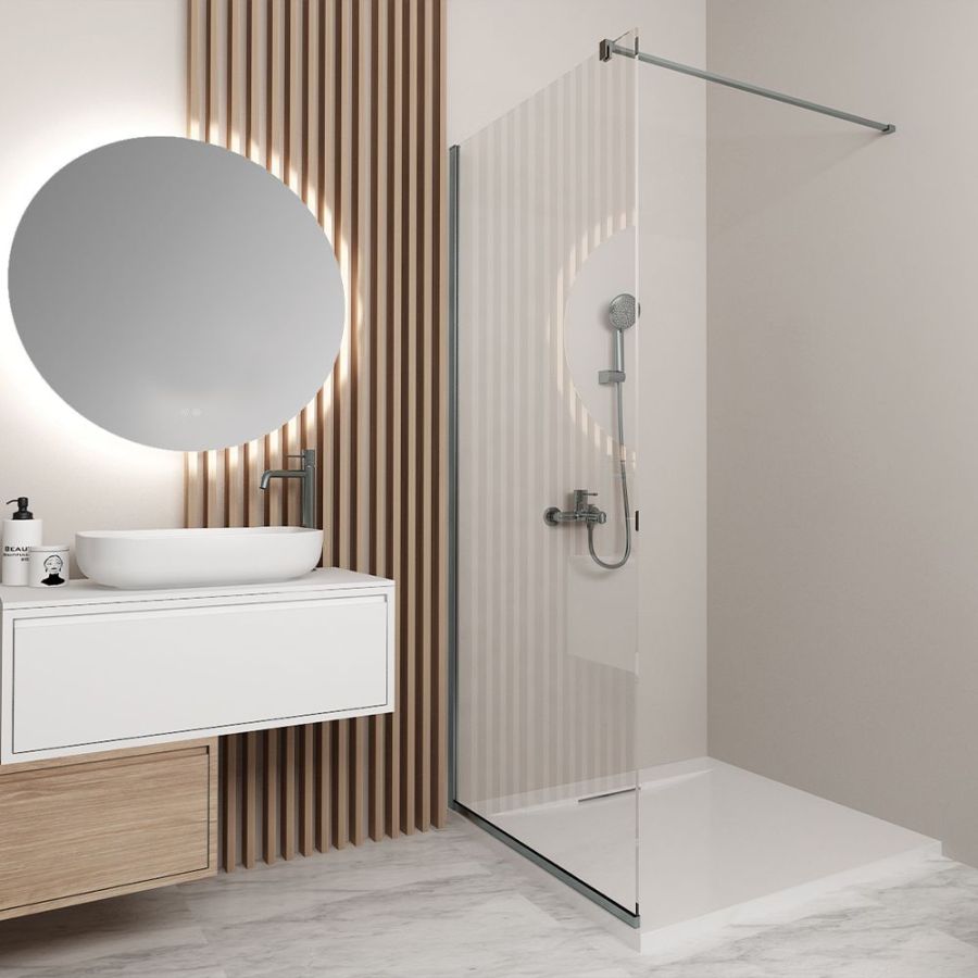 Orabella Serena Gun metal  H200 70 cm - Καμπίνα ελεύθερης τοποθέτησης με βραχίονα στήριξης τοίχου 30796