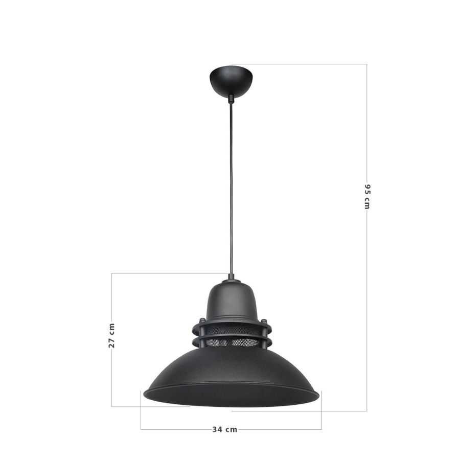 ΚΡΕΜΑΣΤΟ VINTAGE ΠΥΡΟΦΑΝΙ ΜΕΤΑΛΛΙΚΟ ZOE 1/L BLACK Ε/27 Heronia 34-0350