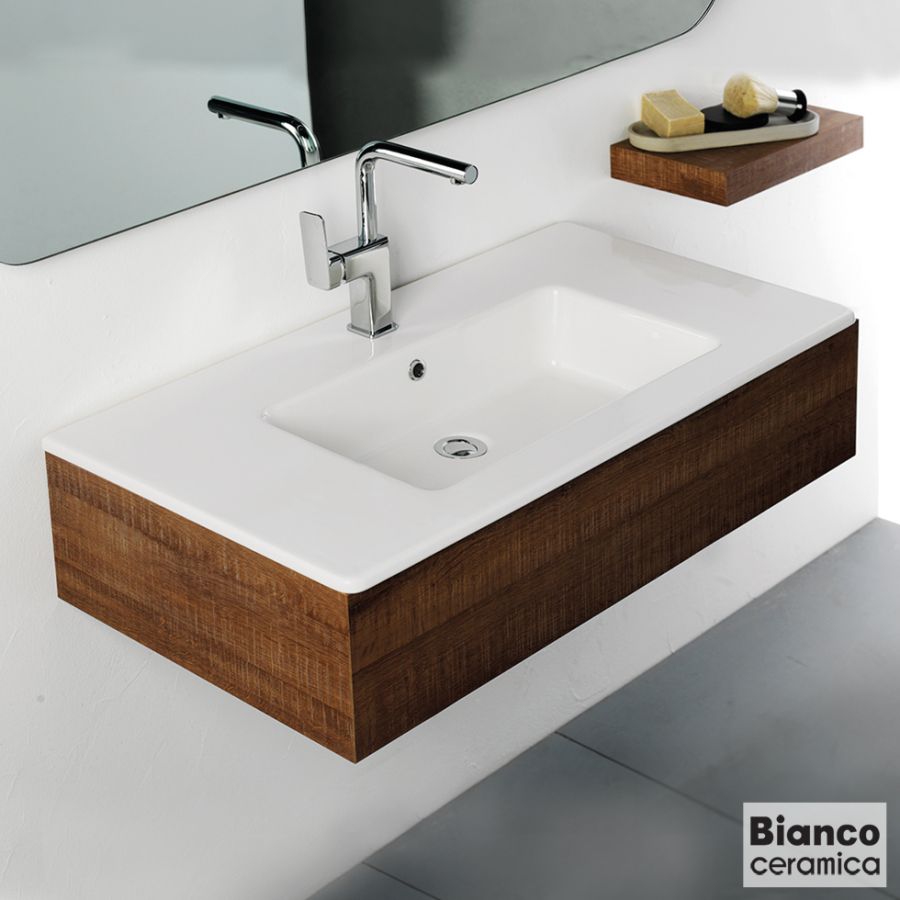 Νιπτήρας Πορσελάνης Flat 91,5x46,5 (1 οπή) Bianco Ceramica White 36090-300