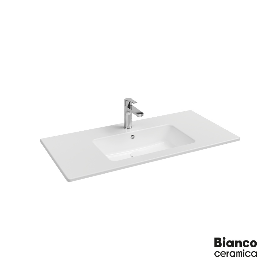 Νιπτήρας Πορσελάνης Flat 101,5x46,5 (1 οπή) Bianco Ceramica White 36100-300