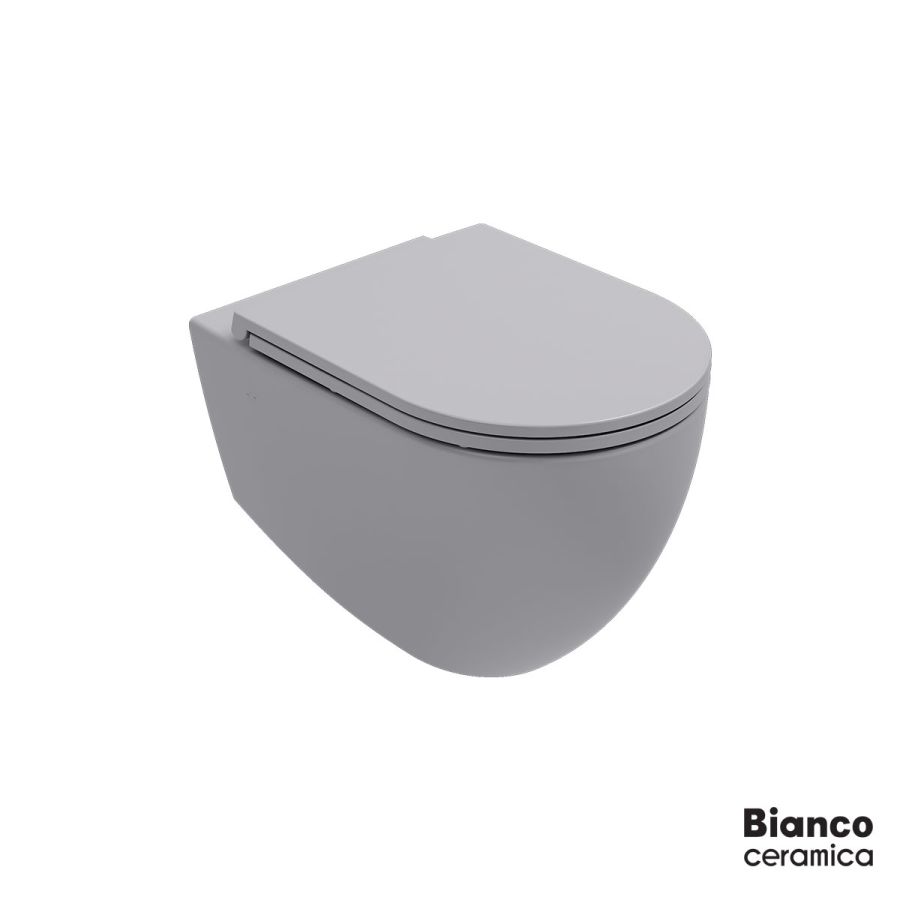 Λεκάνη Κρεμαστή LENTA/53 Rimless με κάλυμμα Soft Close MS38C, Bianco Ceramica Stone Grey 381600C-440