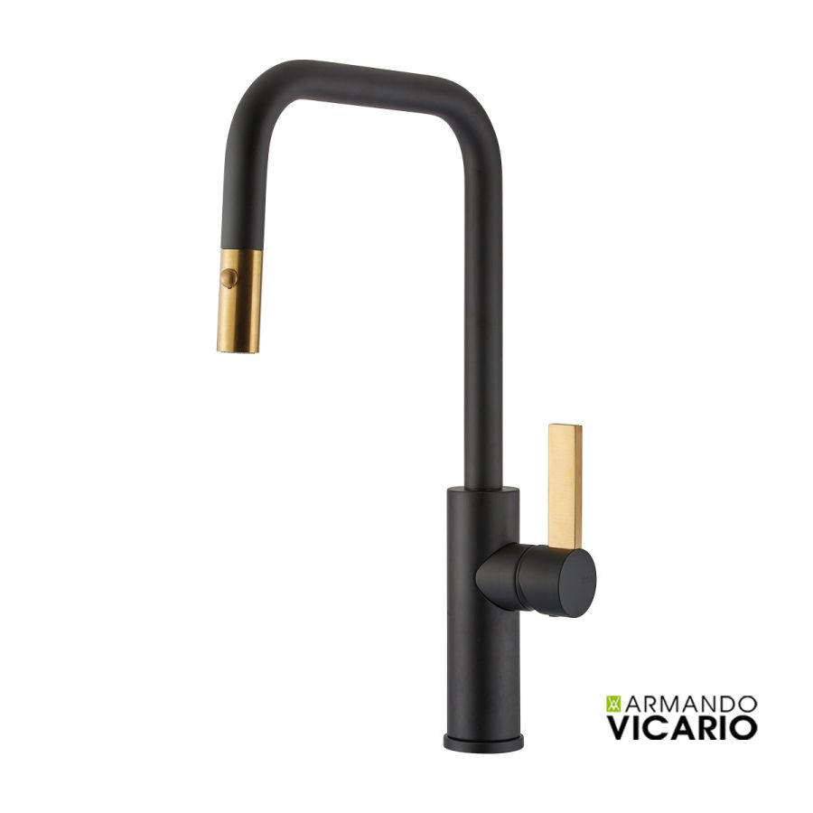 Μπαταρία Νεροχύτη Κουζίνας Luz Vicario Black Matt/Brushed Gold Vicario  400711-400201