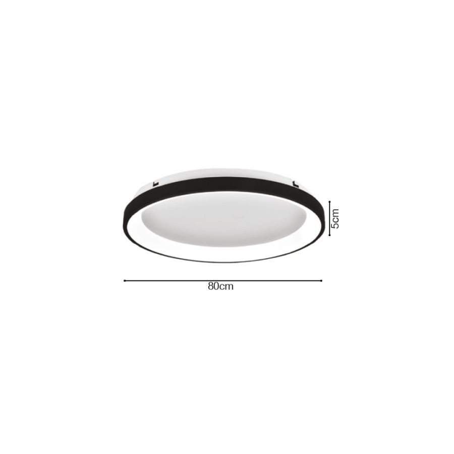 Πλαφονιέρα Οροφής D80x5cm LED 38W 3CCT 3800lm Μαύρο Μέταλλο-Ακρυλικό Inlight 42044-A-Black