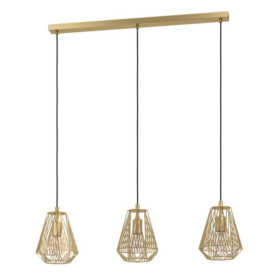 Φωτιστικό Κρεμαστό Τρίφωτο σε Ράγα L960xH1100mm 3xE27 Μέταλλο Gold Eglo Stype 43696