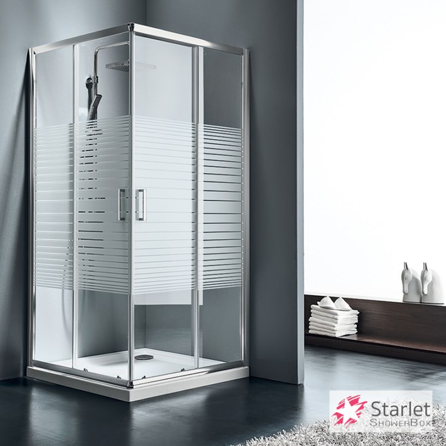 Καμπίνα ντουζιέρας Γωνιακής Εισόδου Corner Entry 100x80 (97-99 x 77-79 εκ), Starlet Stripes Chrome CS10080S-100