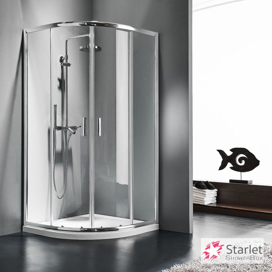 Ημικυκλική καμπίνα ντουζιέρας QUADRANT 90 (87-89εκ.), Starlet Clear Chrome QS90T-100